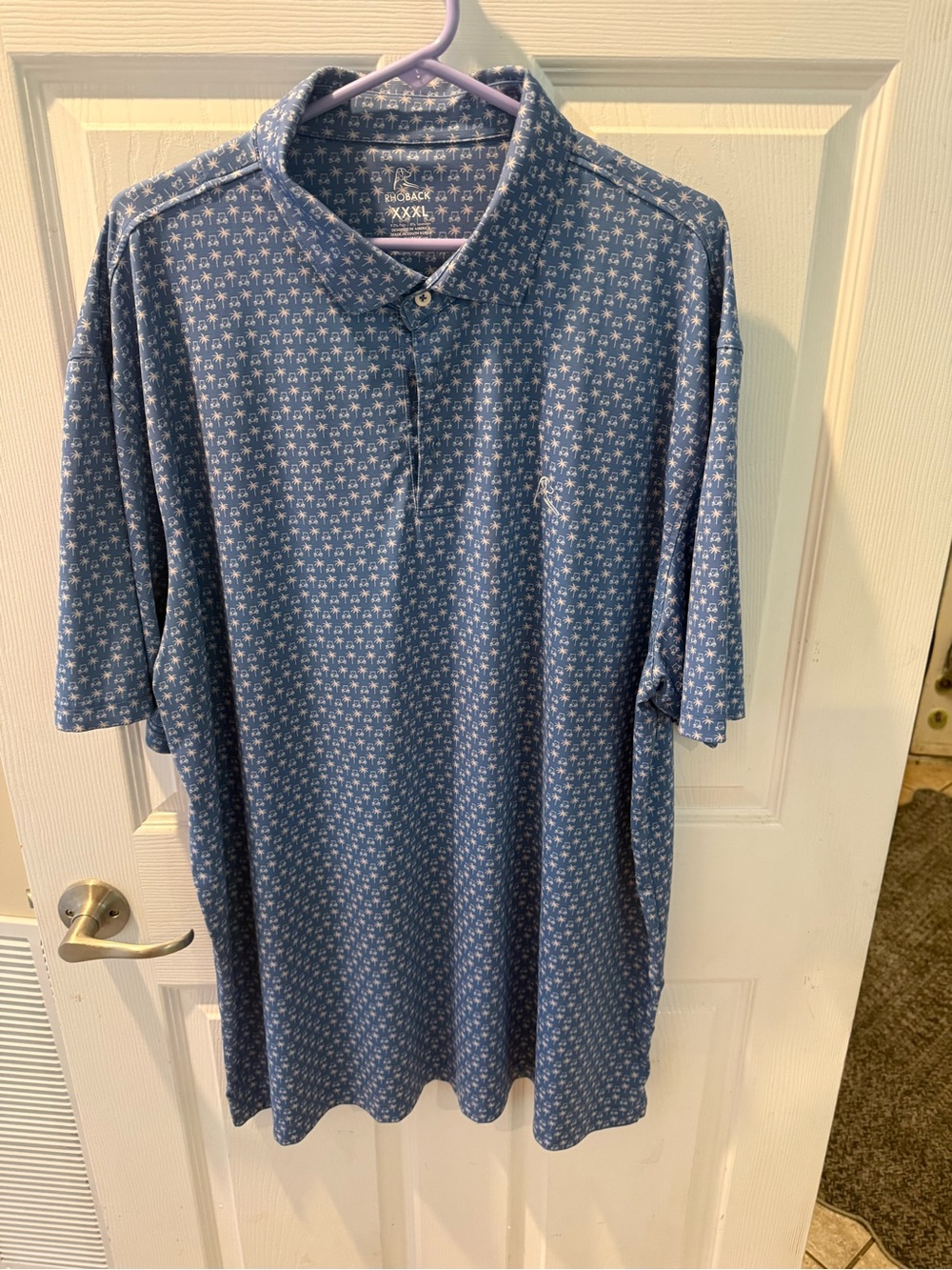 Rhoback Blue Micro-Print Polo